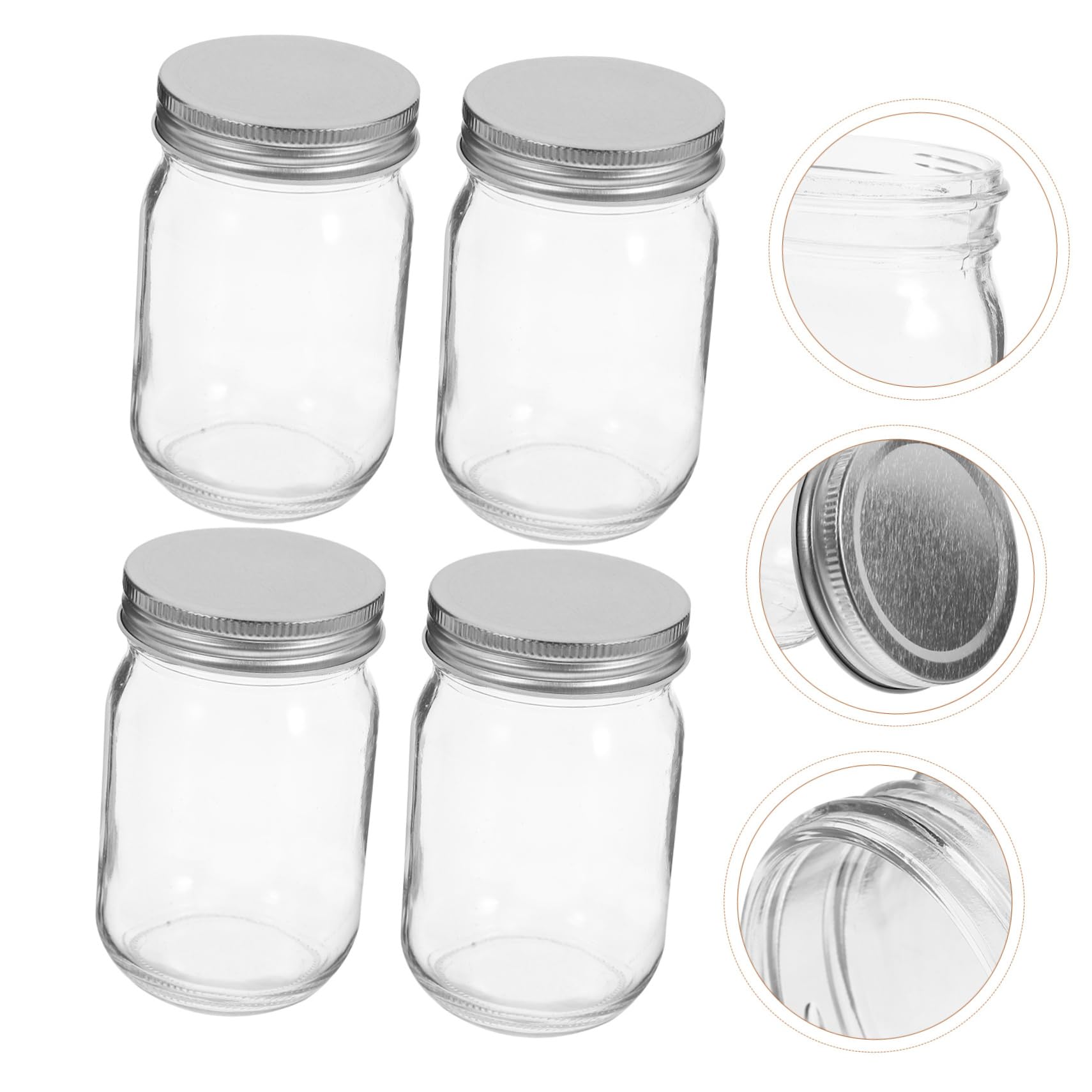 COLLBATH 4 Stück Einmachgläser 450ml aus Glas mit Deckel 380ml Fassungsvermögen Dicht Verschlossen Vielseitig für Marmelade Selbstgemacht und Partydeko