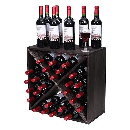 Wine Rack Cabinet countertop Wooden Stackable Storage Retro Cube 24