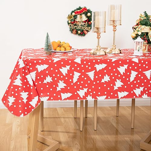 Vista 159 de Mantel rectangular de vinilo de 52 x 70 pulgadas con reverso de franela, mantel para el día de San Valentín, mantel de hule 100% impermeable Azul