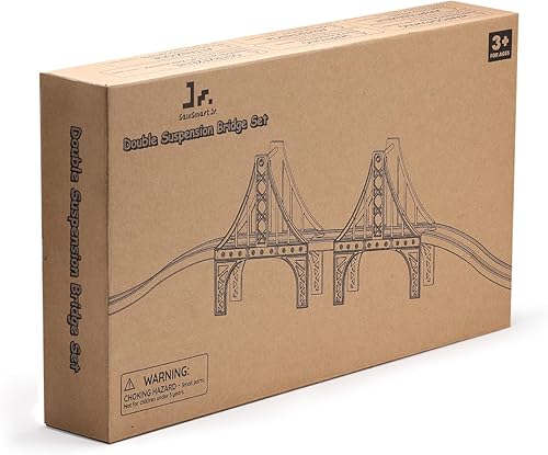 Miniatura 5 de SainSmart Jr. Juego de accesorios de tren de madera, juego de puente de suspensión doble, compatible con Brio, Thomas, Melissa y Doug