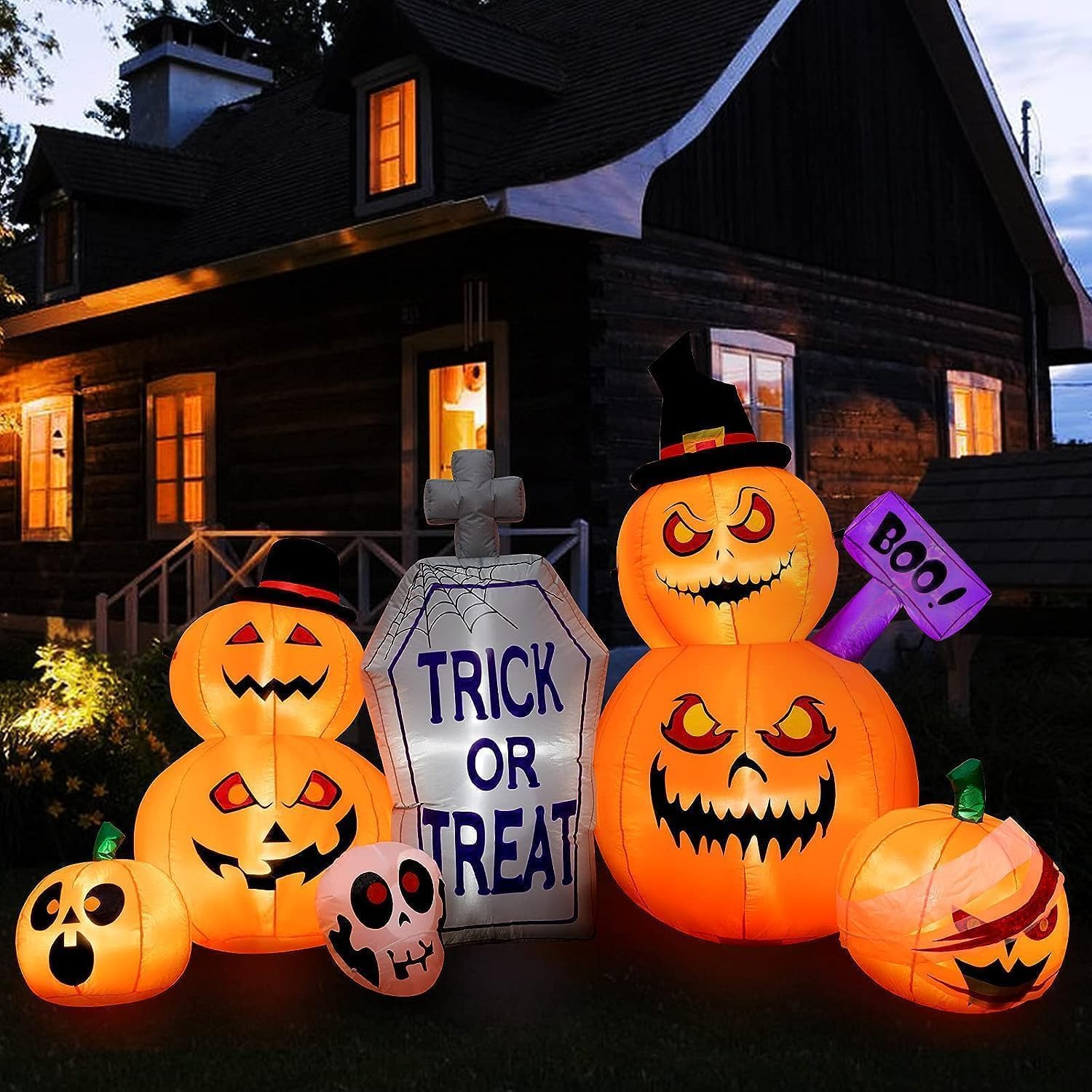 8 ft Halloween Inflatable Graveyard Pumpkin Decoration