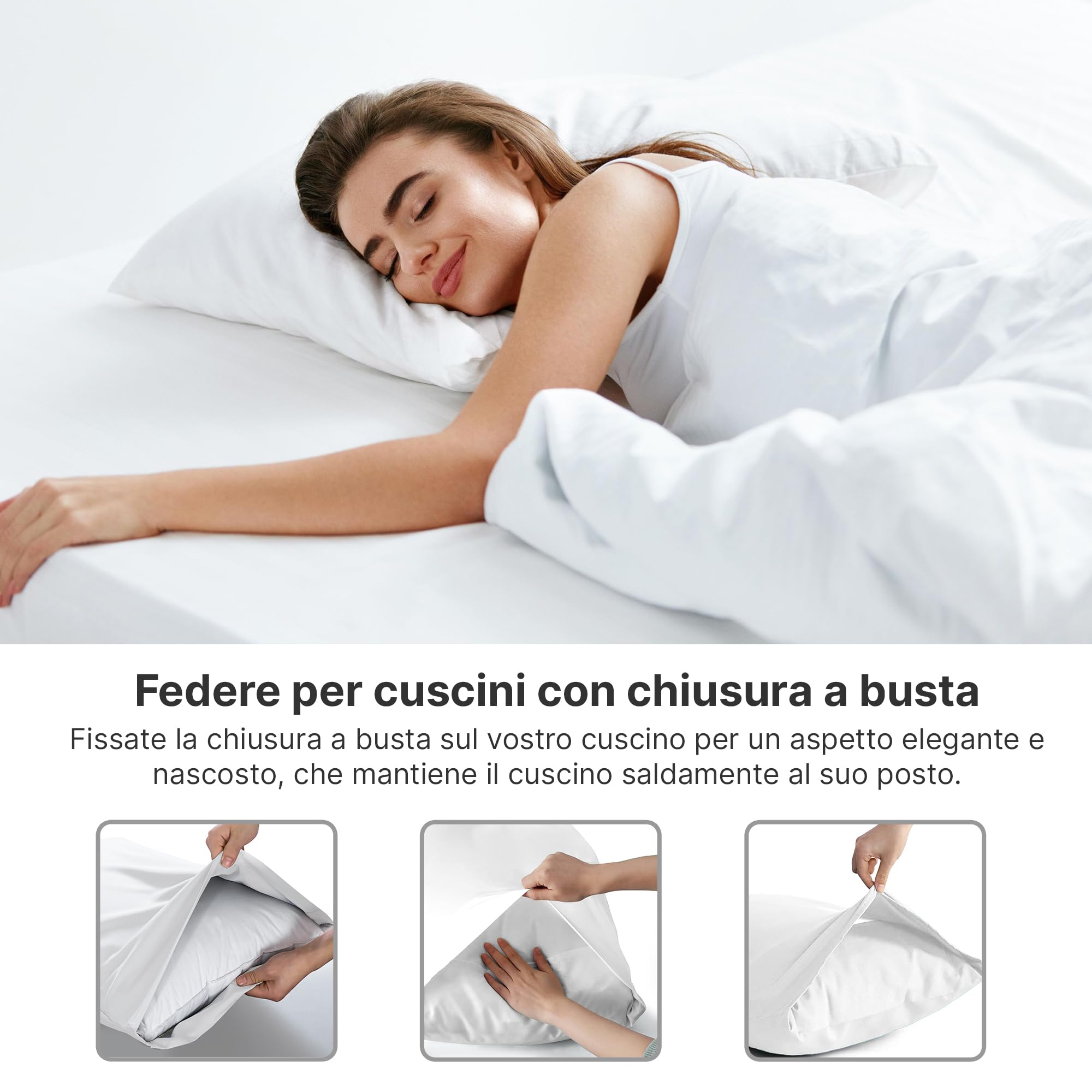 Federa 80x80 Bianco - Set da 2 - Federe in Microfibra di Alta Qualità - Morbide, Confortevoli e Lavabili in Lavatrice - Federa 80x80 per Cuscini, Set 2 Federe Bianco - OEKO-TEX Certificato