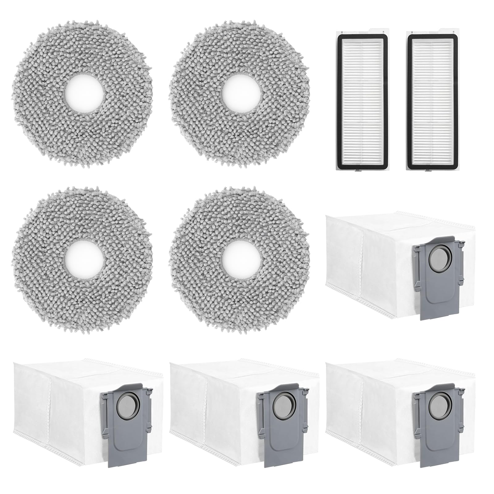 Rrochio Kit d'accessoires pour roborock Qrevo S, Ensembles de Rechange pour Robot Aspirateurs Qrevo MaxV Plus Pro Curv avec Brosse Principale etLatérales, 2 Filtres Hepa, 6 Chiffon, 6 Sacs (23 Pièces