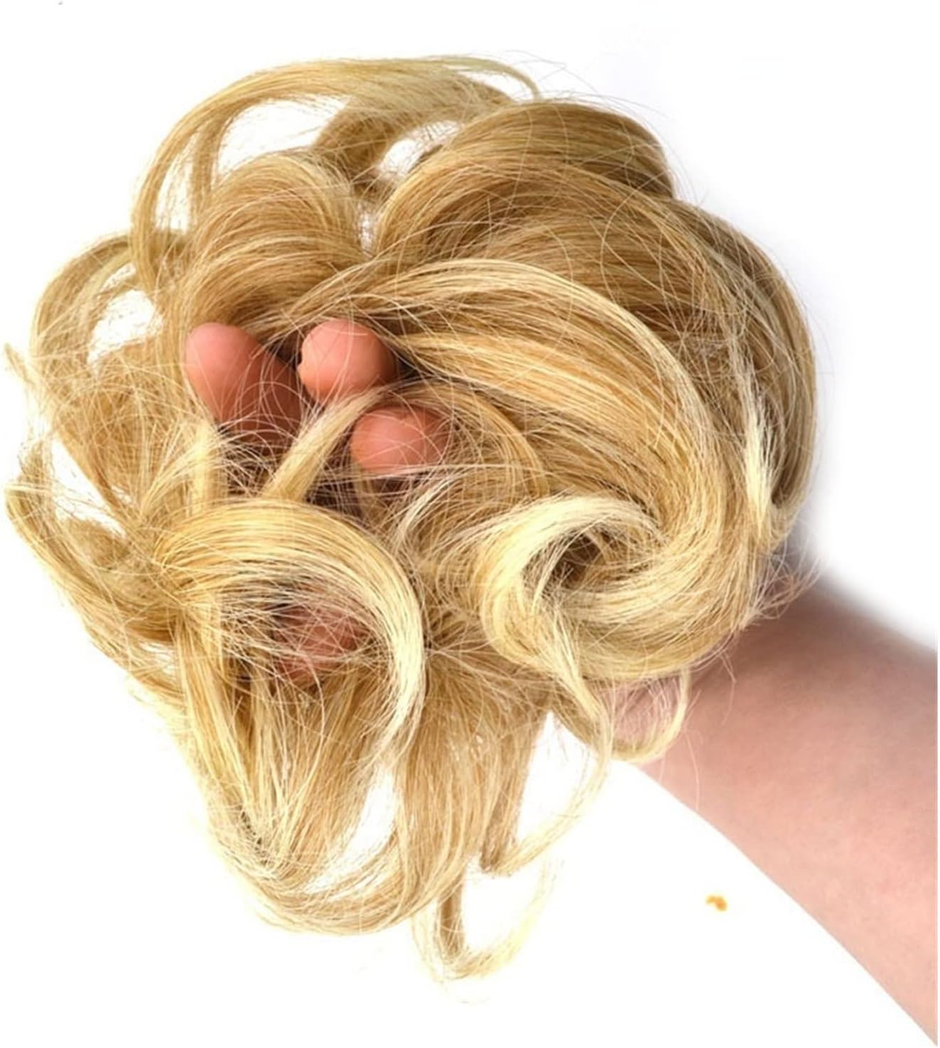 乱雑なお団子ヘアピース 1 個厄介なおだんごヘア scrunchies エクステンションカーリー波状厄介な合成乱れたアップヘアシニョ