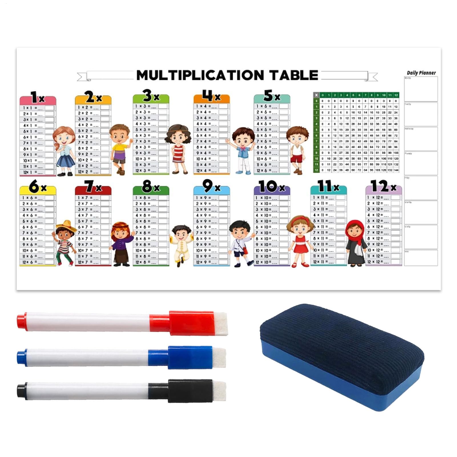 Tabla de Multiplicaciones Tabla de Multiplicar Pizarra Borrable Material | Herramientas Educativas para Niñas Adolescentes Niños en Casa y Aula Escolar