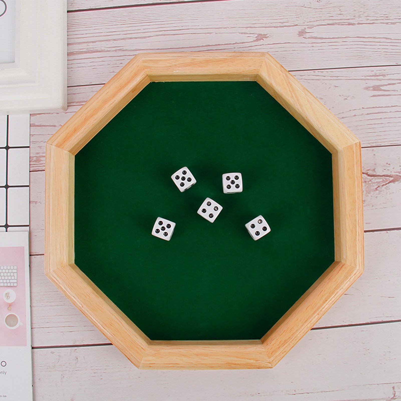 Plateau à dés en bois, plateau à dés en bois | Tapis de dés en bois, plateau roulant, tapis de dés au design octogonal | Plateaux à dés portables pour les réunions de famille, les voyages, Thanksgivin