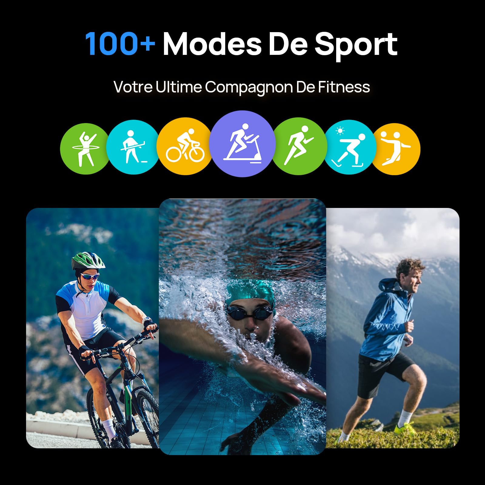Mibro GT Montre Connectée Homme Femme, Assistant Intélligent, 5ATM Étanche | 1,43" AMOLED, 8J Autonomie,GPS Intégré, 100+ Modes Sportifs, Suivi Fréquence Cardiaque/Sommeil/SpO2, pour iOS Android(Noir)