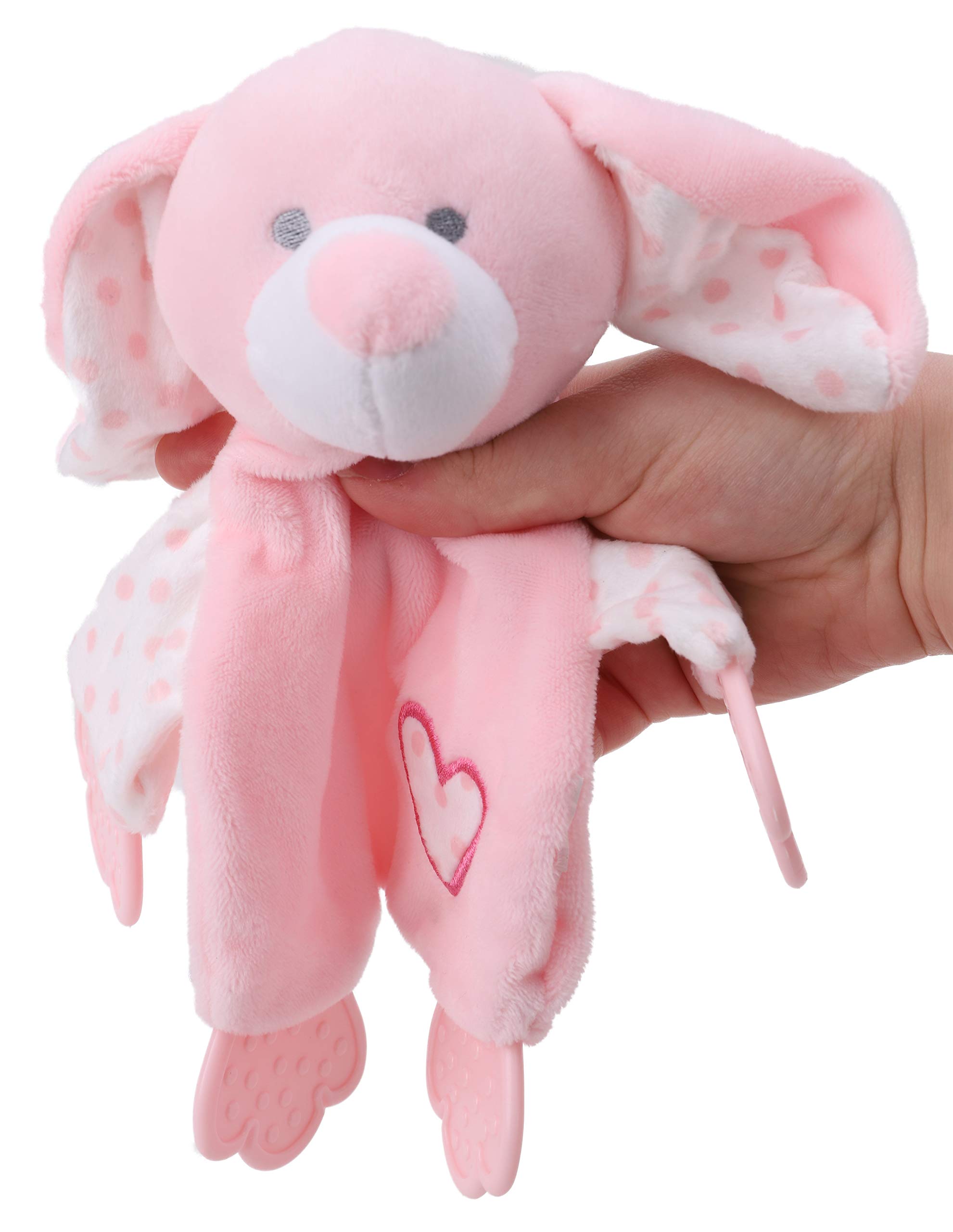 Toyland Pink Toyland® 23Cm X 22Cm. Available In Plush Puppy Comforter And Elephant Comforter - With Teething Aid - Soft Plush Toy - Suitable From Birth. (Plush Puppy Comforter)