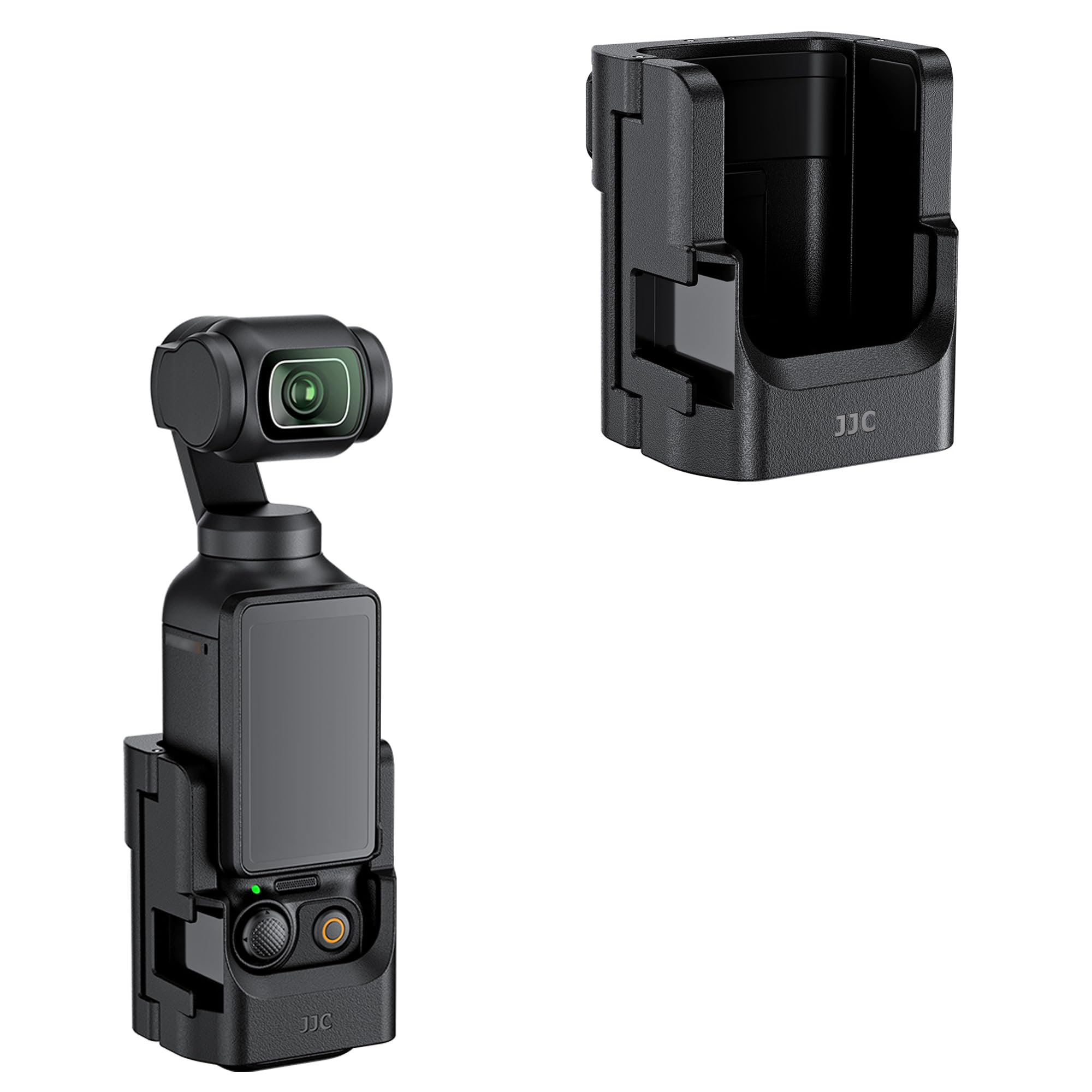 JJC Expansion Adapter Mount for DJI Osmo Pocket 3, Pocket3 Protective Accessories Cage Bracket, with Action Camera Port & Cold Shoe Mount on Tripod