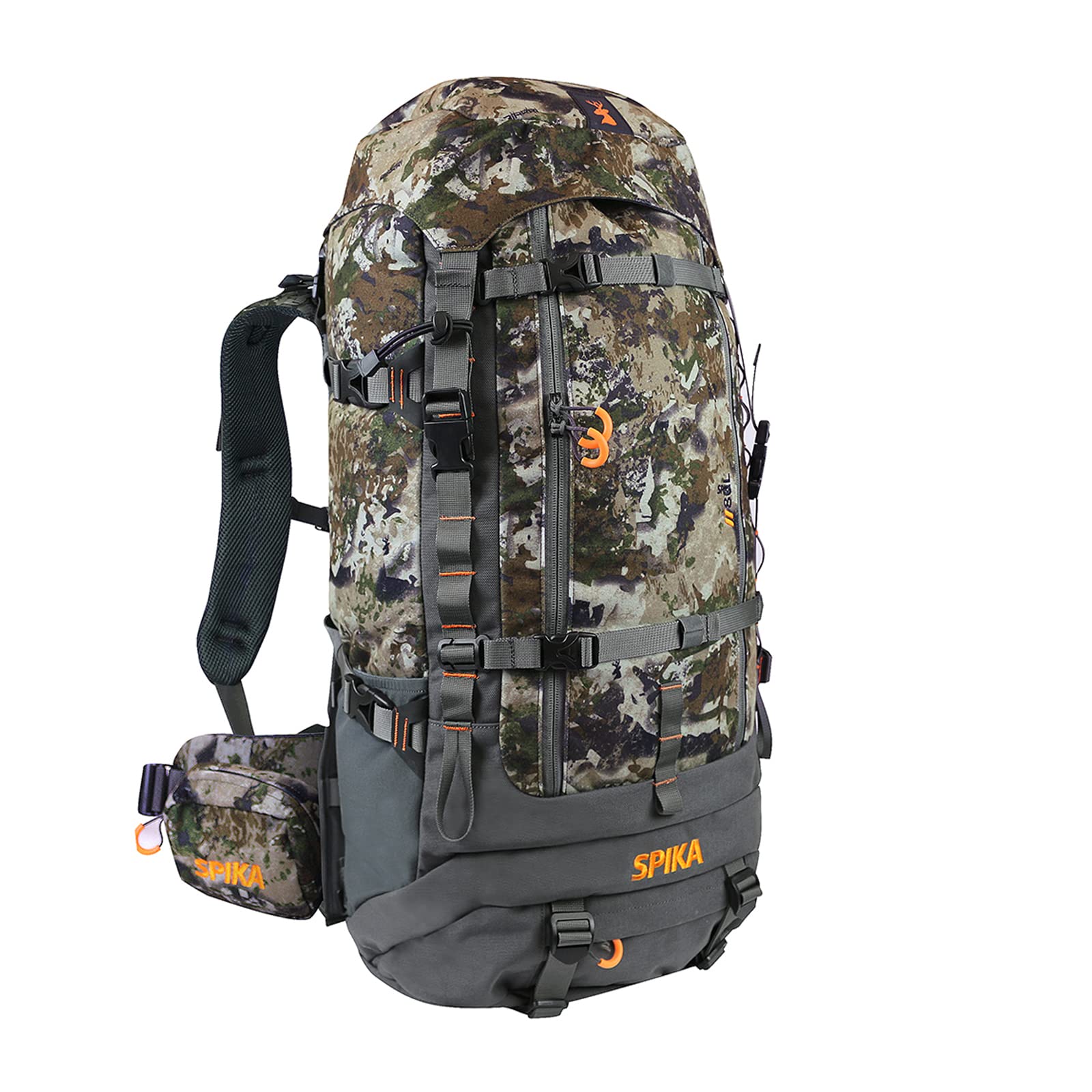 SPIKAHunting Backpacks for Men, Meat Hauler Frame Pack with Rifle Holder, 40L/80L Extendable + Capacity for Bow Rifle Gun