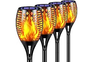TomCare Electric Tiki Torches Outdoor, 43" Waterproof Flickering Flames 96 LED Torches Lights