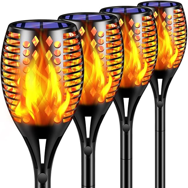 TomCare Solar Lights 43 Waterproof Flickering Flames 96 LED Torches Outdoor Landscape Decoration Lighting Auto On Off Pathway