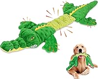 Letsmeet Large Squeaky Alligator Dog Toy - Interactive Plush Chew Toy with Crinkle Paper for Tug of War, All Breeds