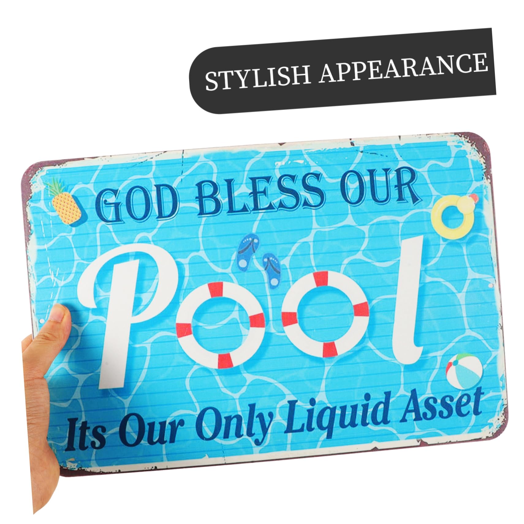 YARNOW Outdoor Summer Decor Metal Pool Slogan Sign Swimming Pool Safety Reminding Wall Decor Waterproof Metal Swimming Sign Ornament