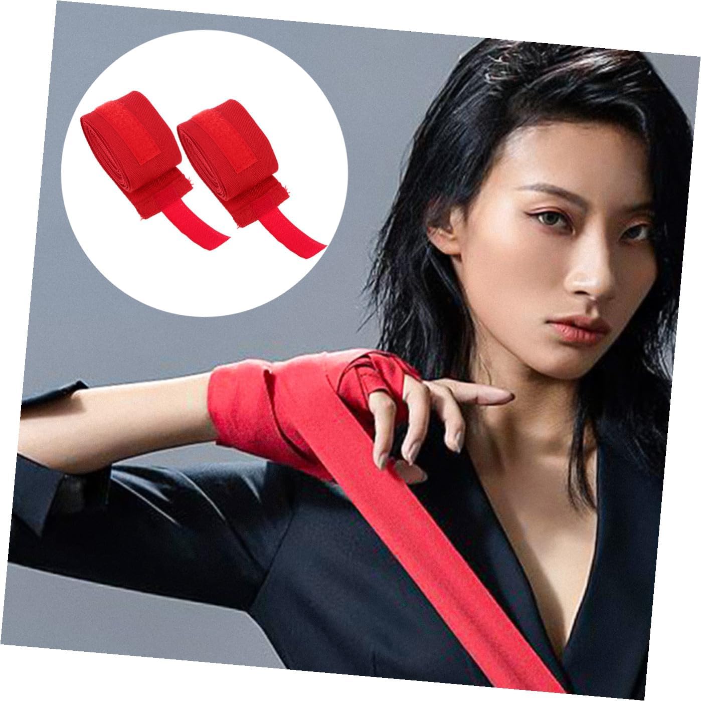 Zerodeko 2 Pairs High Elasticity Boxing Hand Wraps Sports Wrist Brace Cotton Sweatband 3 Meter Red for Kickboxing MMA Training