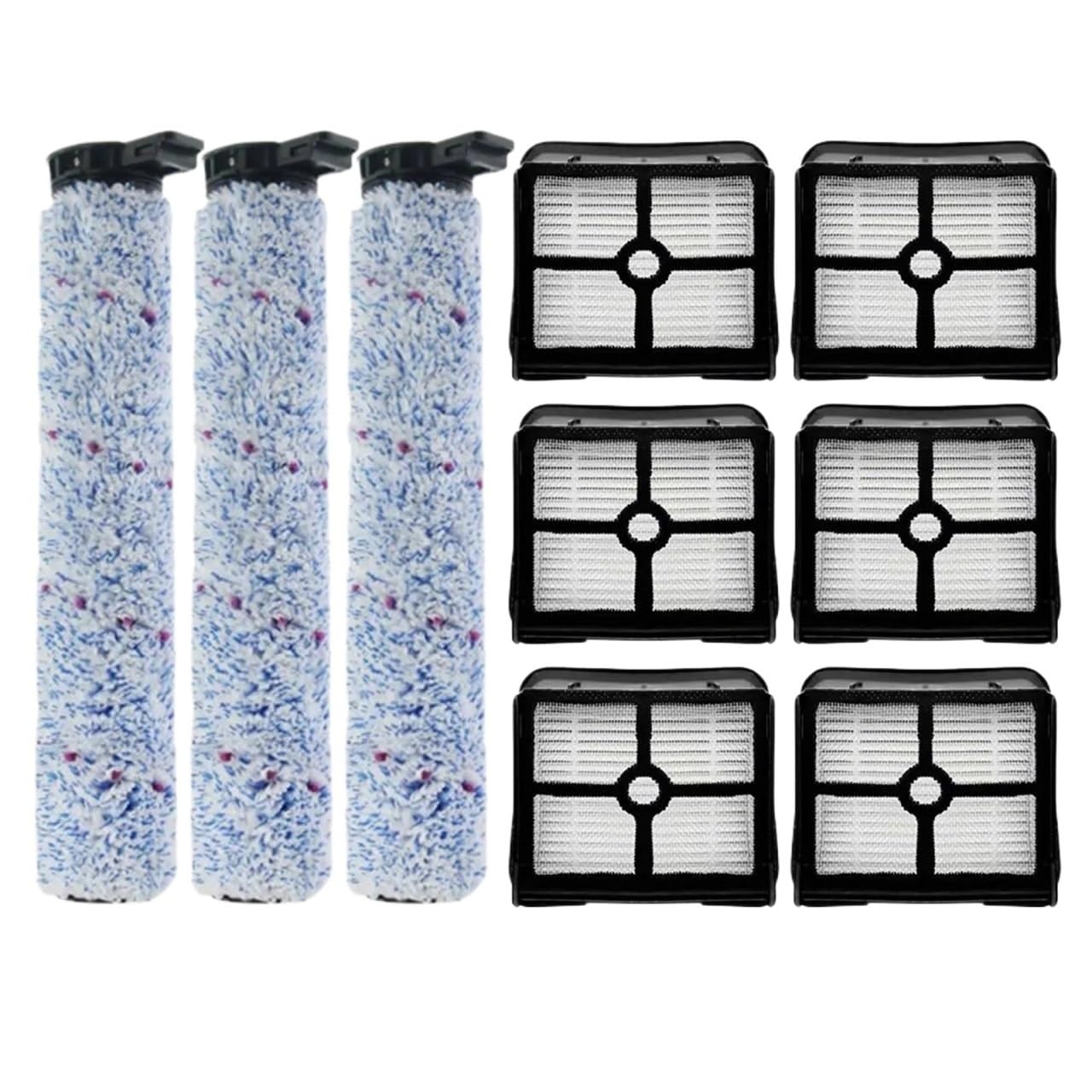 Cepillo Rodillo Filtro Compatible Con Atve F16 F16 Pro Aspiradora | Cepillo giratorio y filtro de repuesto for aspiradoras en seco y húmedo serie F16 y Flomo 1.(9pcs)