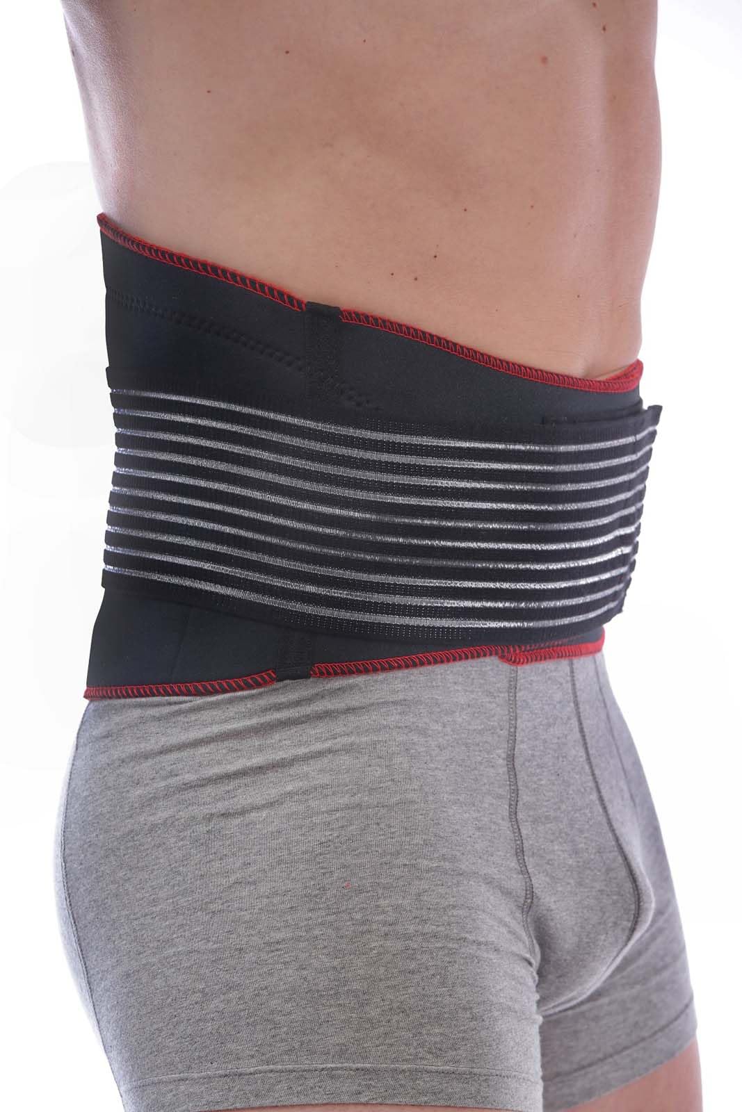 TSM Sportbandage Rückenbandage Pro mit Noppen und Stabilisationsgurt, Schwarz, XXL, 5149