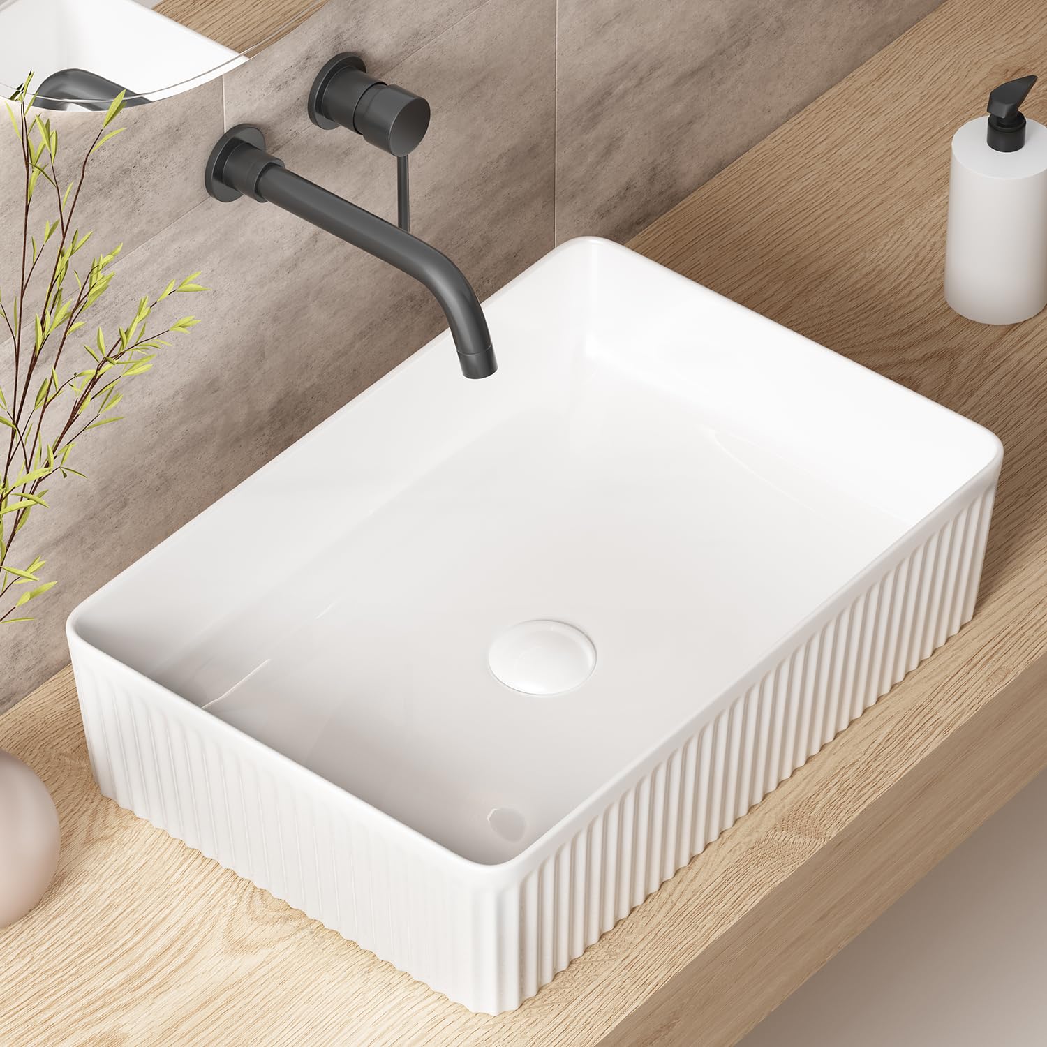 Évier de salle de bain en porcelaine avec surface lisse anti-taches