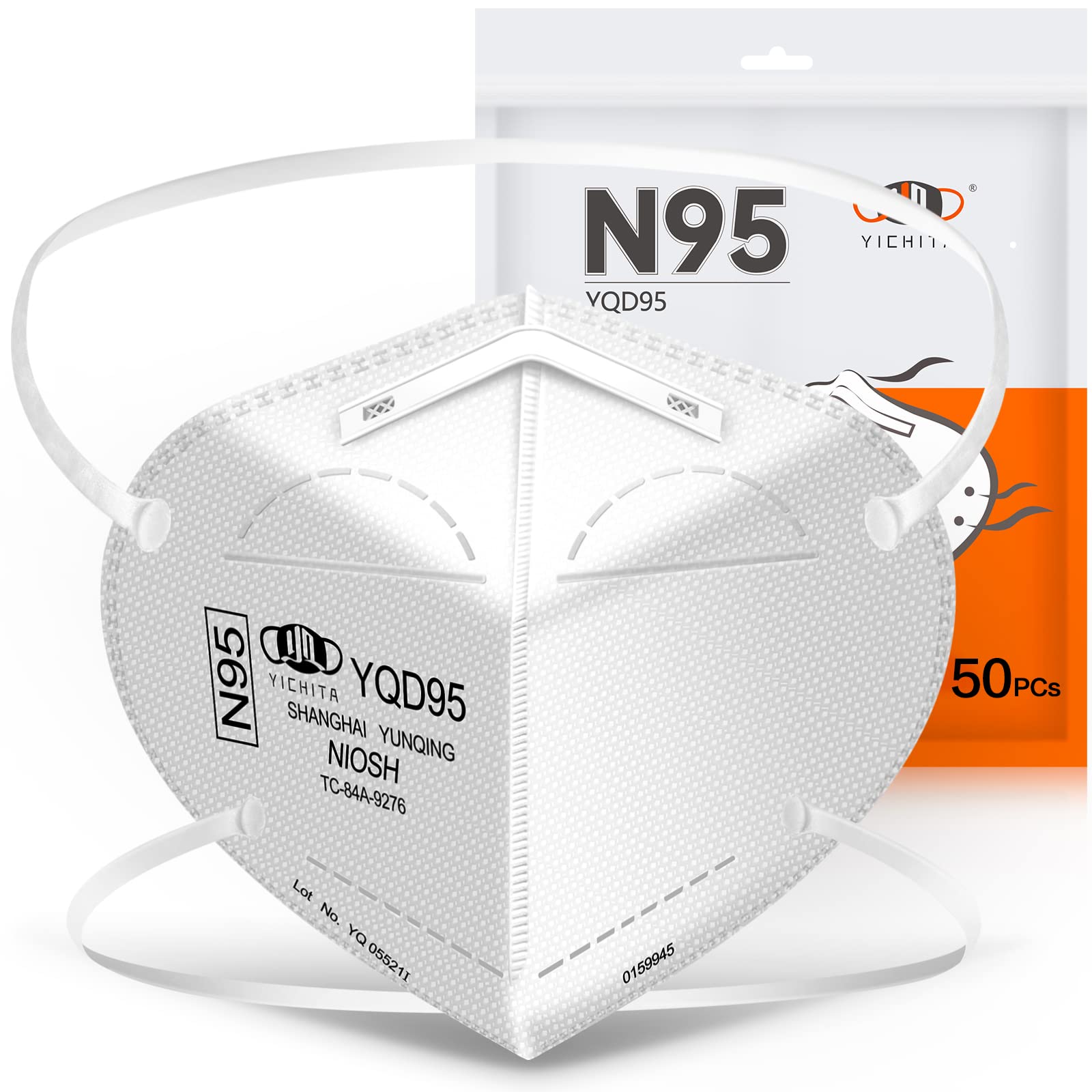 N95 Mask NIOSH Approved 50-Pack, Particulate Respirator N95 Face Masks Universal Fit - Individually Wrapped - 50 Pack