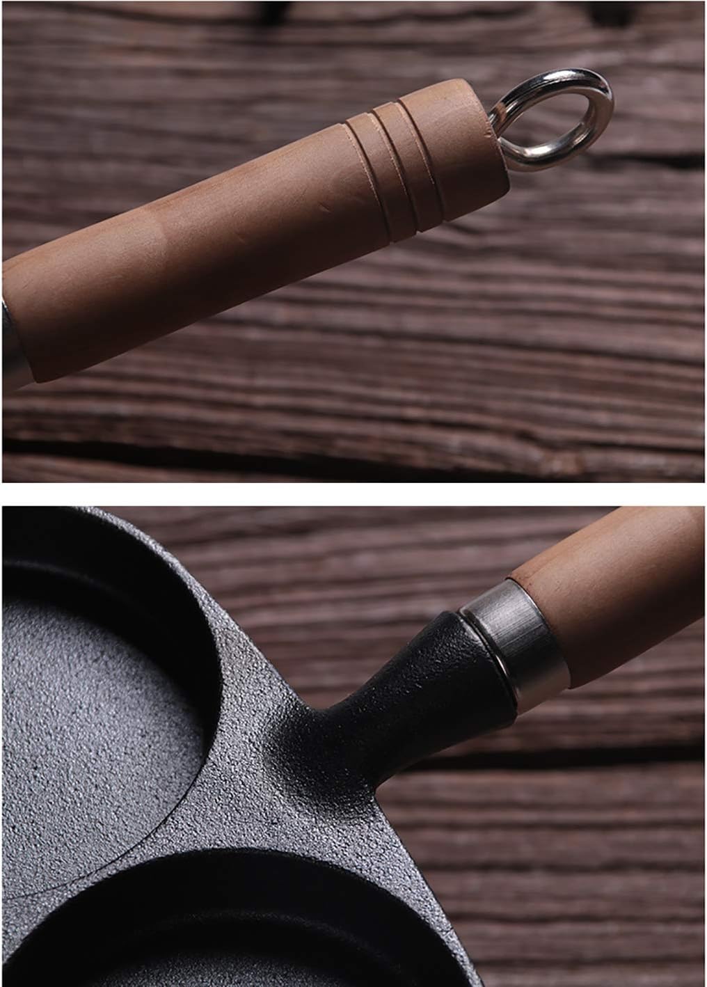 Cast Iron 3-Cup Egg Frying Pan Pre-Seasoned Omelet Pan