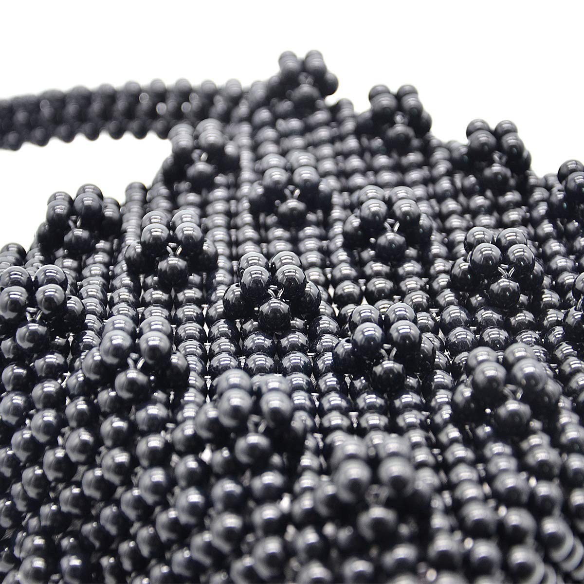 Miuco Womens Beaded Handbags Handmade Weave Crystal Pearl Tote Bags