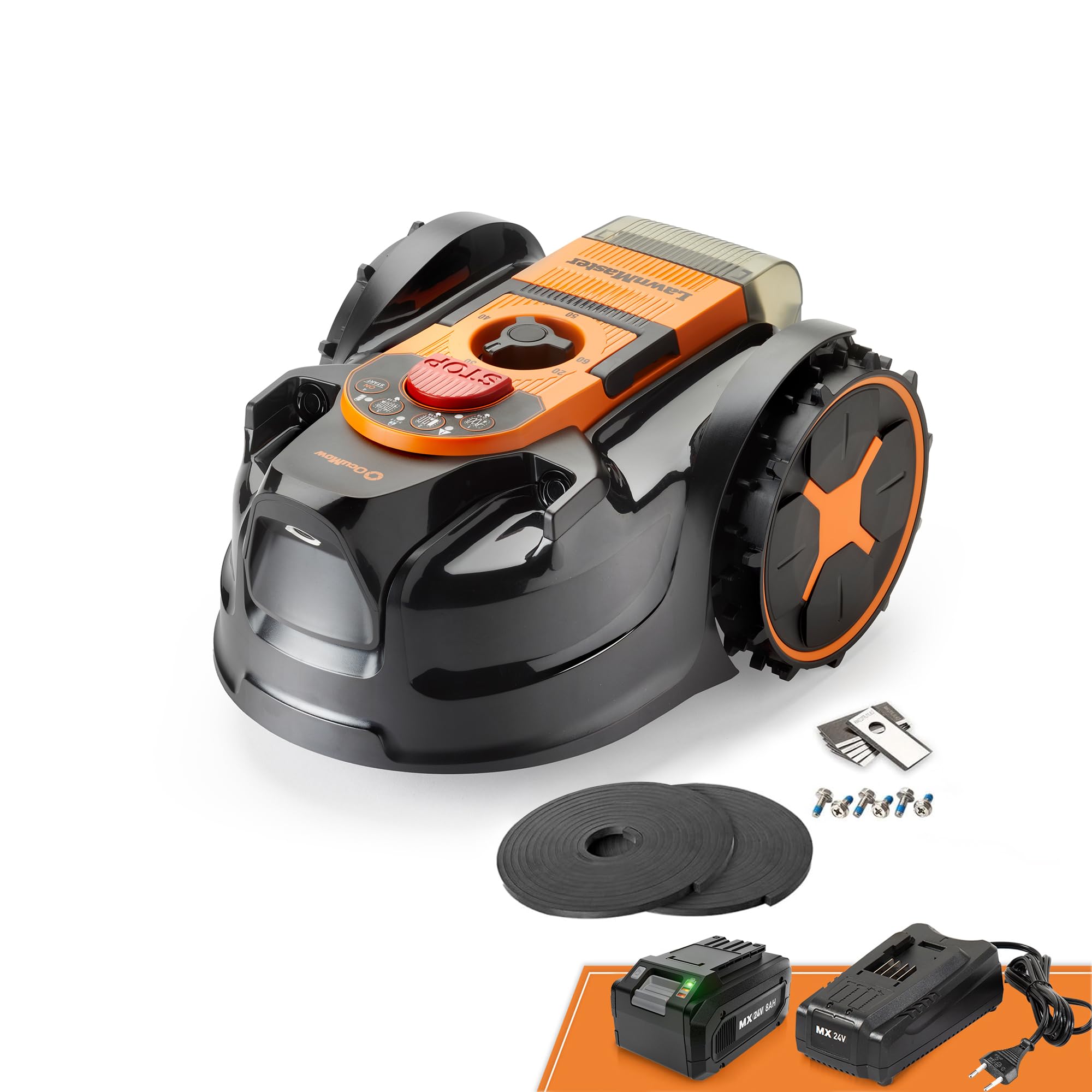 LawnMaster OcuMow® robot koszący bez kabla ograniczającego do 250 m², nawigacja wizyjna, systematyczne koszenie na równoległych pasach, automatyczne wykrywanie przeszkód, automatyczna kosiarka do