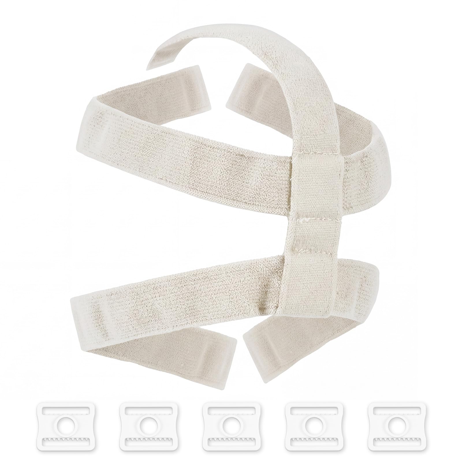 View 1 of 1 White 5 Point Goalie Mask Strap Harness, Hockey Helmet Repair Kit