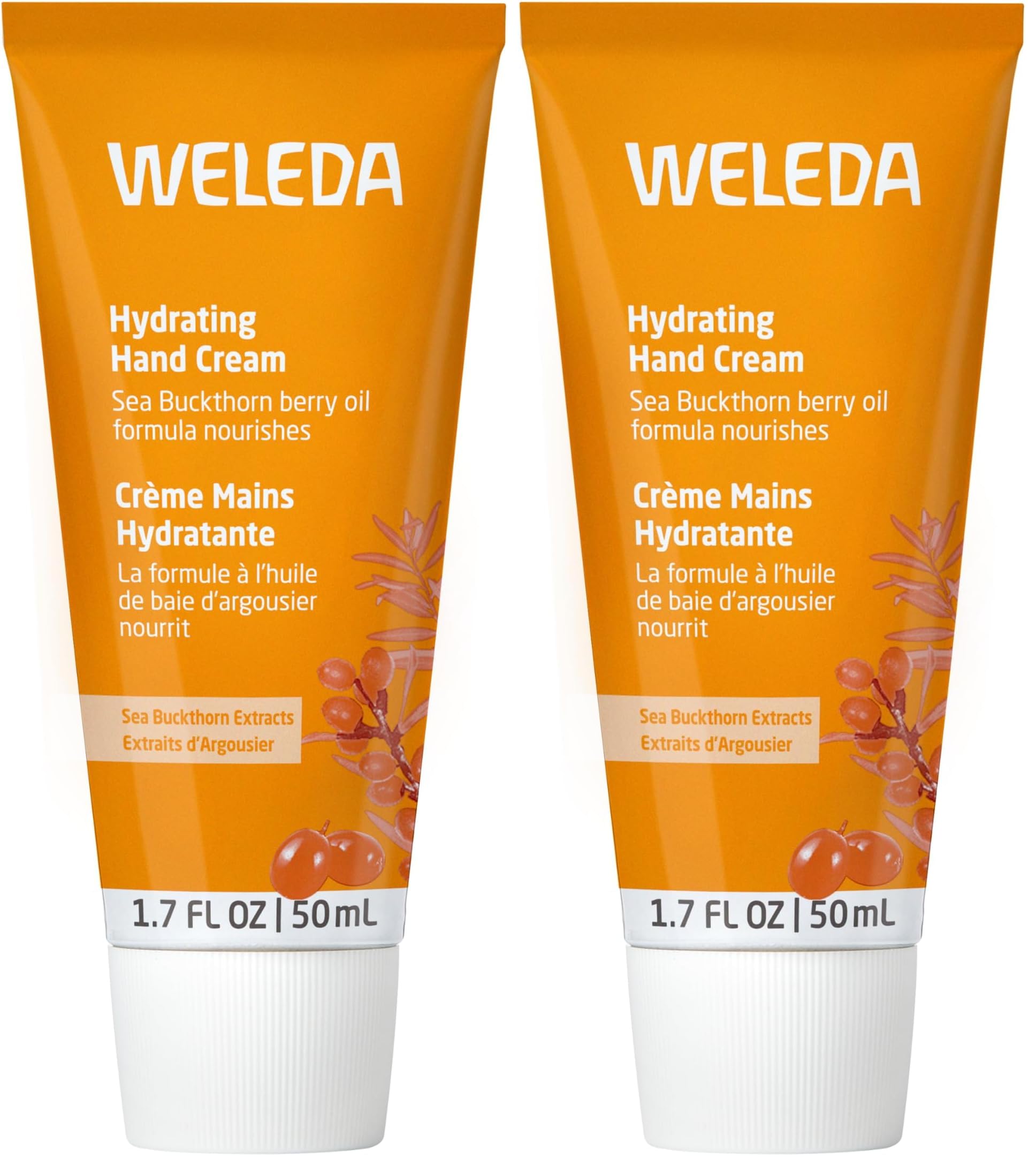 WELEDA Bio Express Handcreme Sanddorn - Naturkosmetik Handpflege Creme für trockene Hände. Nachhaltige Feuchtigkeitscreme für Frauen & Männer mit Grapefruit, Mandarine & Sandelholz Duft (1x 50ml)