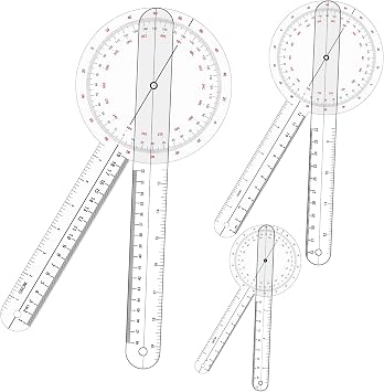 HINZIC 3Pcs Goniometer Set 6/8/12 Inch Physical Therapy Protractor Tool 360 Degree Medical Measurement Angle Ruler Kit