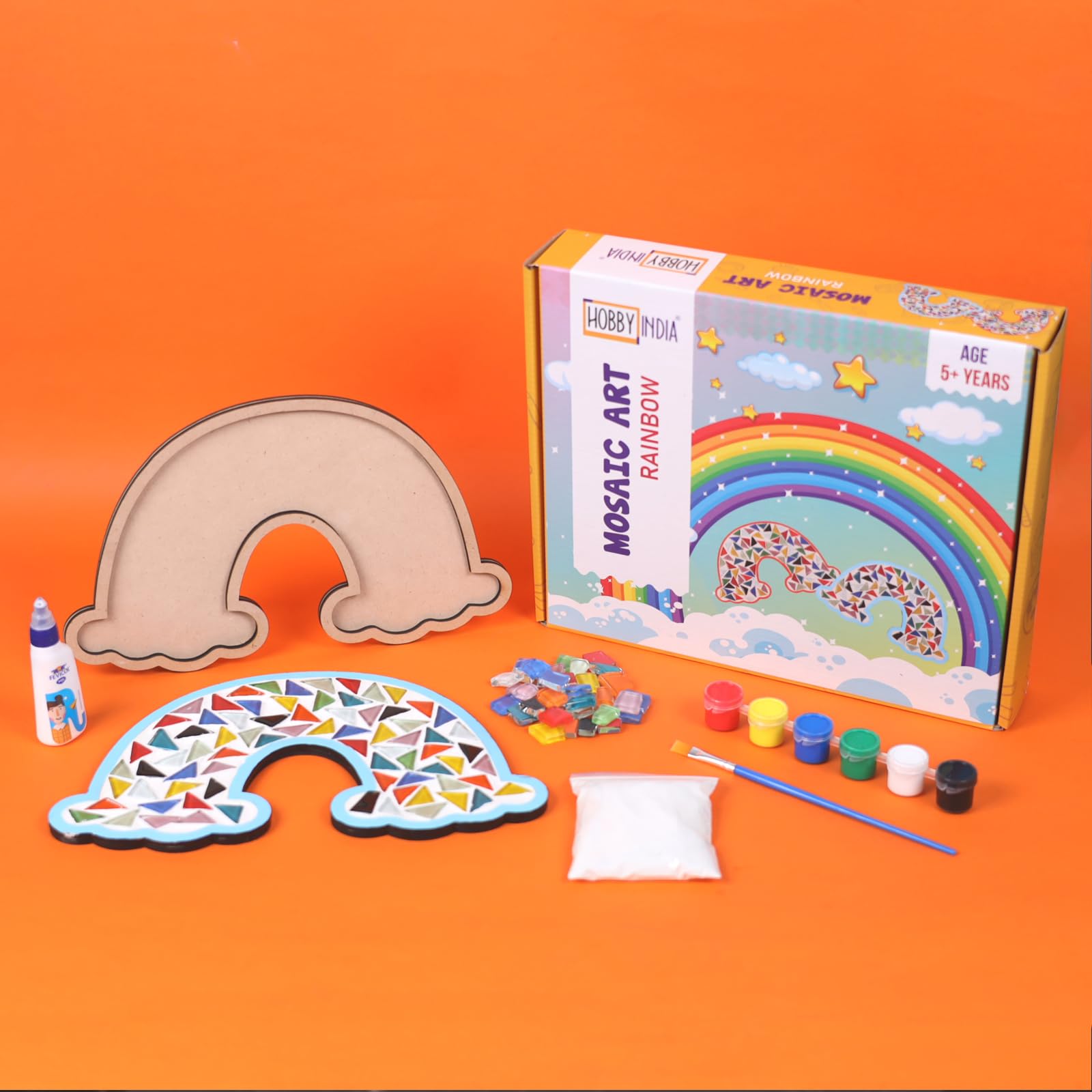 HOBBY INDIA DIY Rainbow Mosaic Art Kit, Creative Craft Kit,Paint It Yourself Activity Kit Birthday Return Gift for Boys and Girls (B0D8JC91CX) Amazon Price History, Amazon Price Tracker