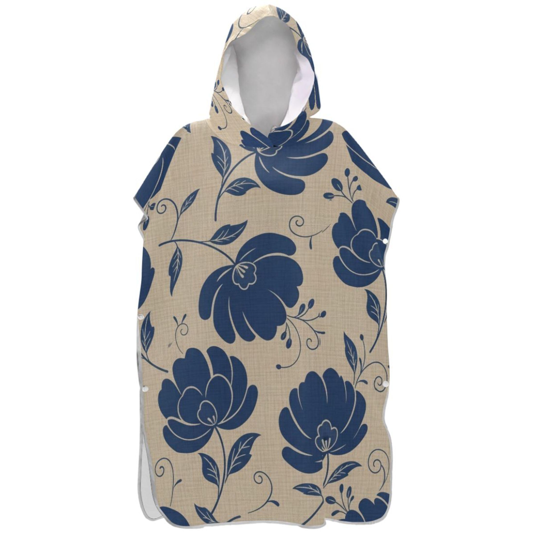 Poncho de surf beige texturé haut de gamme à fleurs
