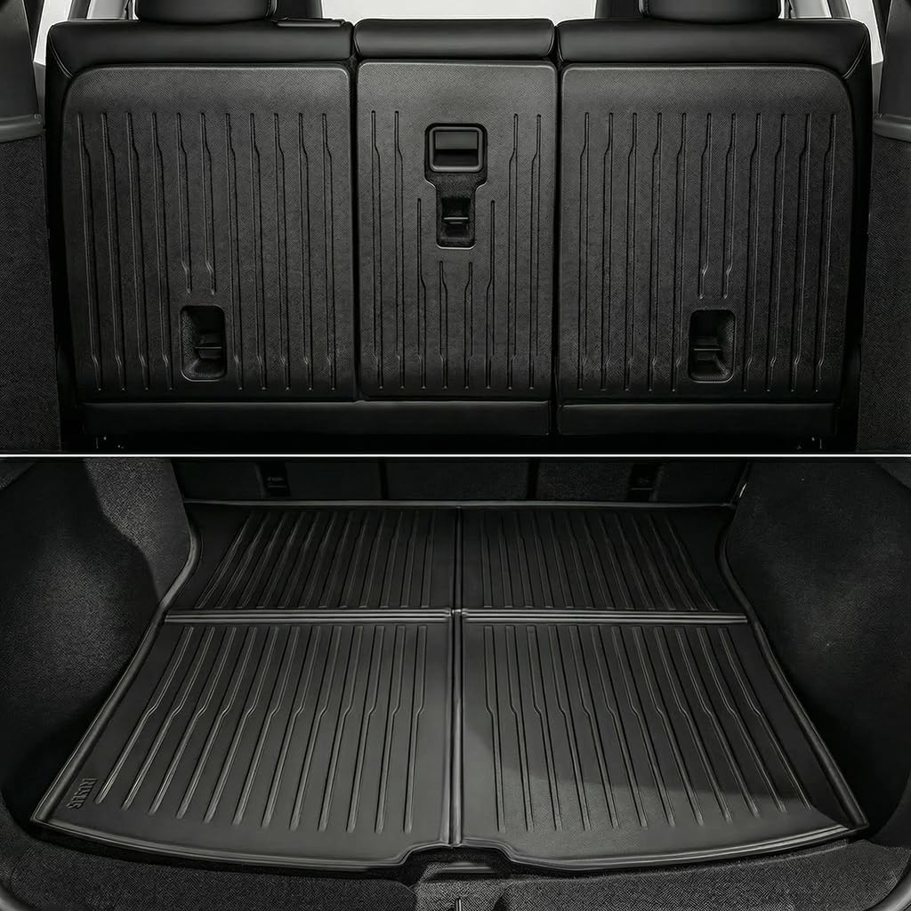 YITAMOTOR Floor Mats Fit for Model Y Juniper 5-Seater 2025 2026 (NOT for 7-Seat), 9PCS TPE All-Weather Car Mats Full Set Interior Accessories with 1st & 2nd Row, Back Seat Mats and Cargo Liner