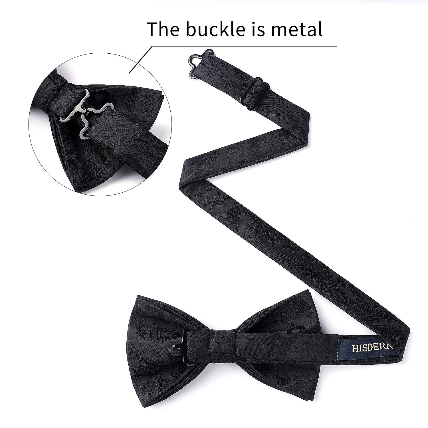 HISDERN Bretelles Homme avec 6 Clips Extra Résistants Élastique en Forme de Y Longueur Réglable Bretelle et Pre-Noue Noeud Papillon Poche Carre Ensemble Homme Pour Fête Mariage
