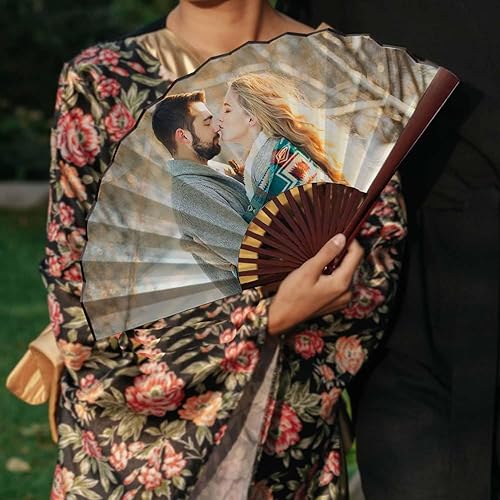 Miniatura 6 de Ventilador plegable personalizado con foto personalizada, abanicos plegables para bodas, bailes, salones, cosplay, fiestas, abanicos plegables