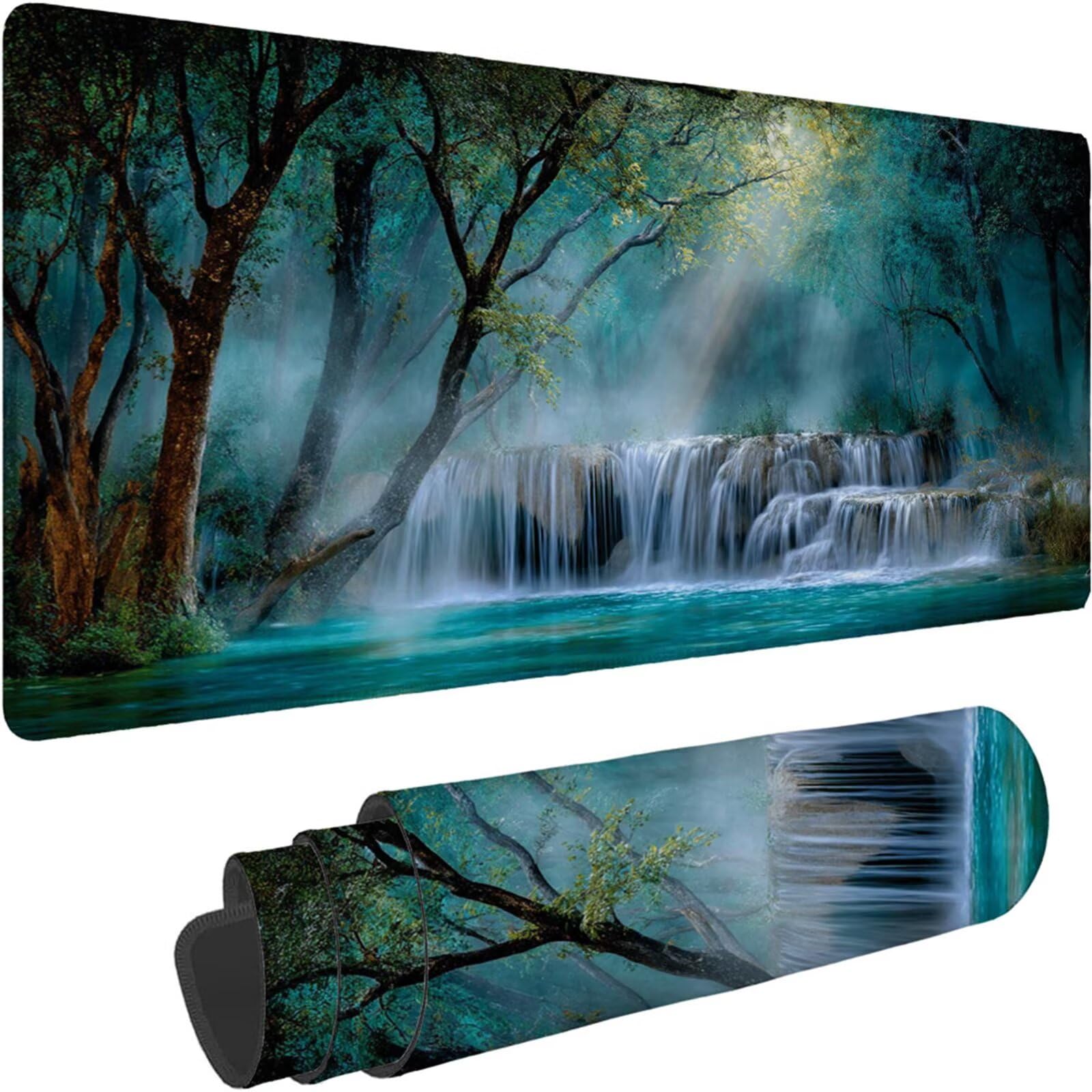 Gamingowa podkładka pod mysz 1200 x 600 x 3 mm, XXL, wodoszczelna, odporna na ścieranie, z przyszytymi krawędziami, podkładka na biurko, poprawia prędkość i precyzję pod laptopa, komputer, wzór upadku