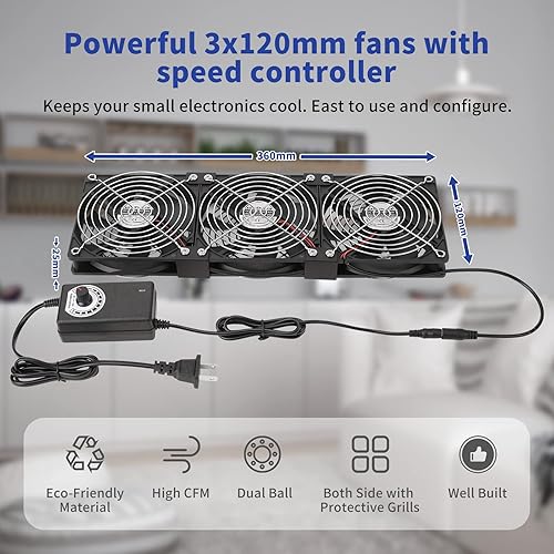 Miniatura 3 de KEYFANCLUB Ventilador de computadora de 0.118 x 4.724 in y 12 V con controlador de velocidad de CC a CA de 110 V a 240 V, refrigeración para