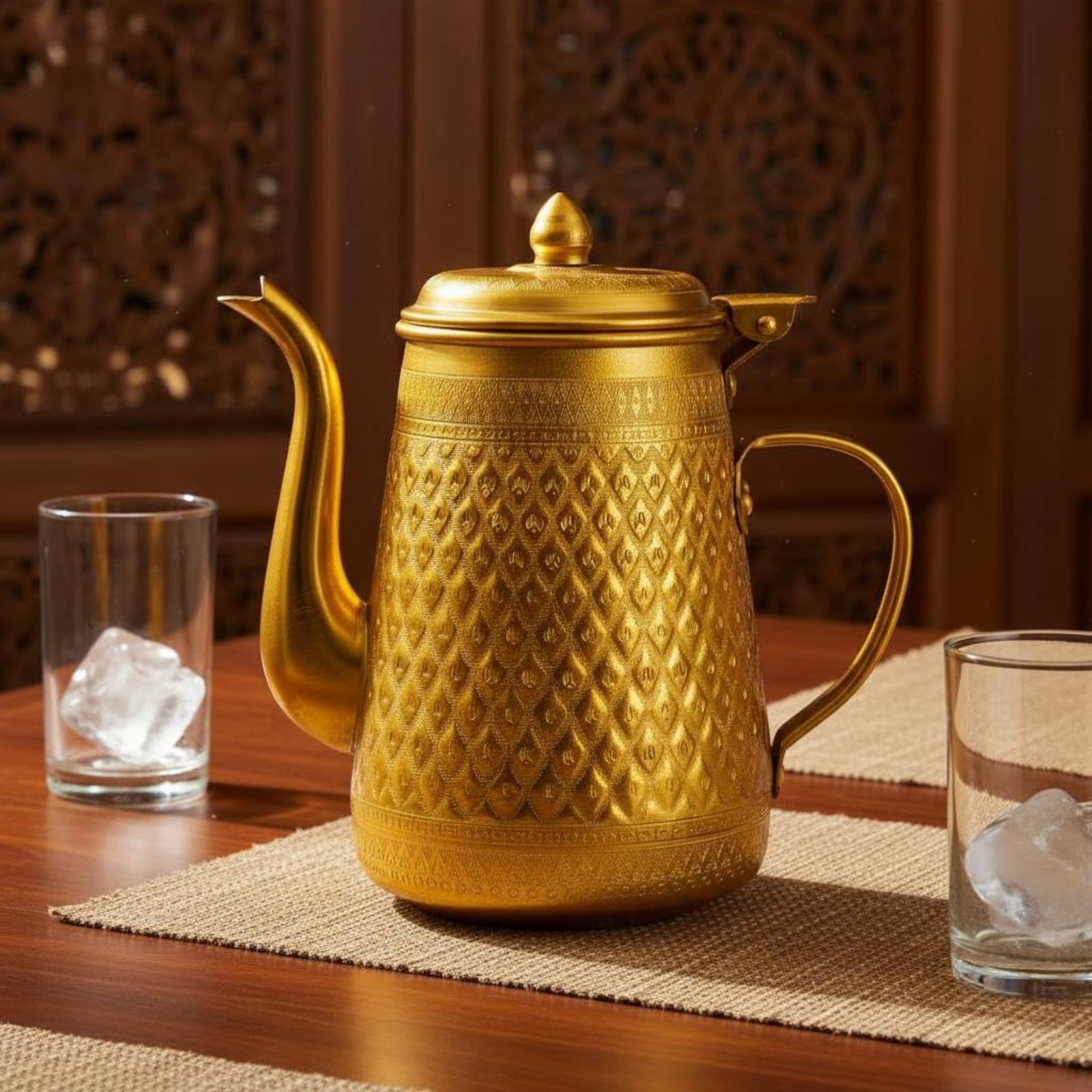 Jarra para Bebidas Jarra Tetera Recipiente Jarrón de Servir de Aleación de Estaño con Acabado y Preciso para Agua Fría O Cerveza Apto para y Uso Doméstico, Oro