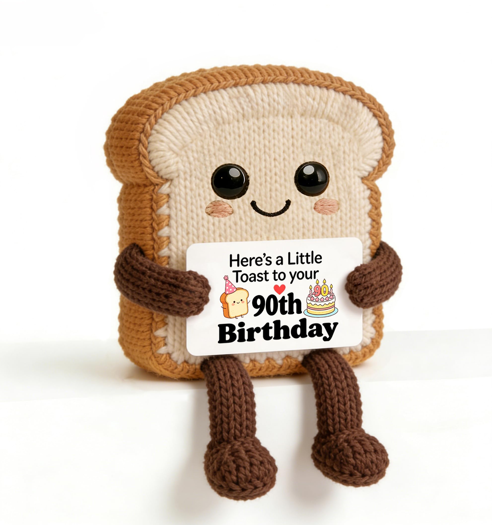 HULALA 90th Birthday Gifts For Women Men Handmade Crochet Toast With Greeting Card Decoration Ornament Sentimental Keepsake Gift