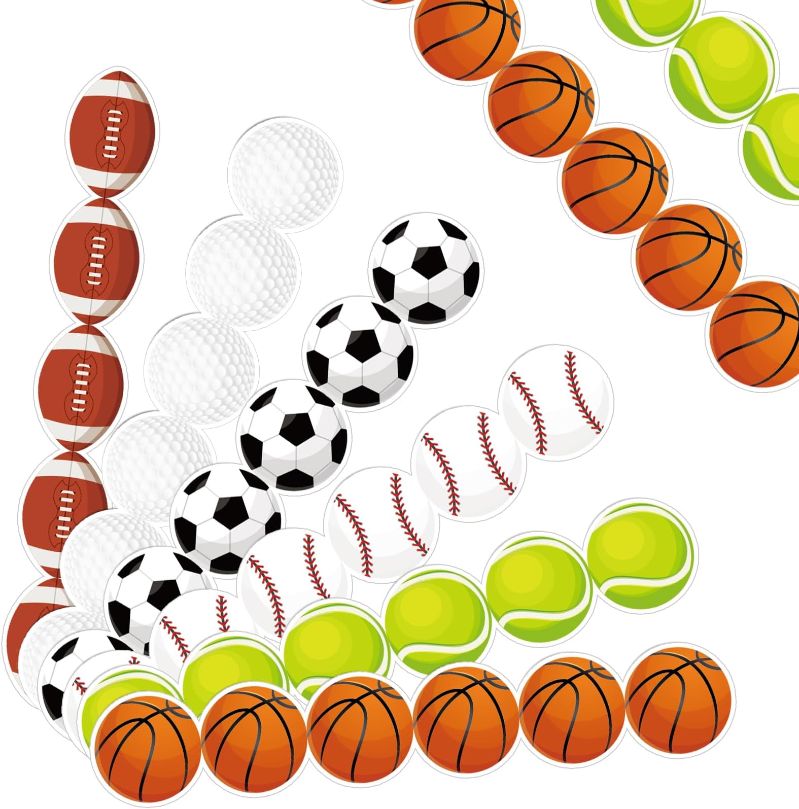 Qyeahkj 85ft Sports Bulletin Board Borders - Football, Baseball, Basketball Cutouts Paper Bulk Balls Trim for School Classroom Office Decor
