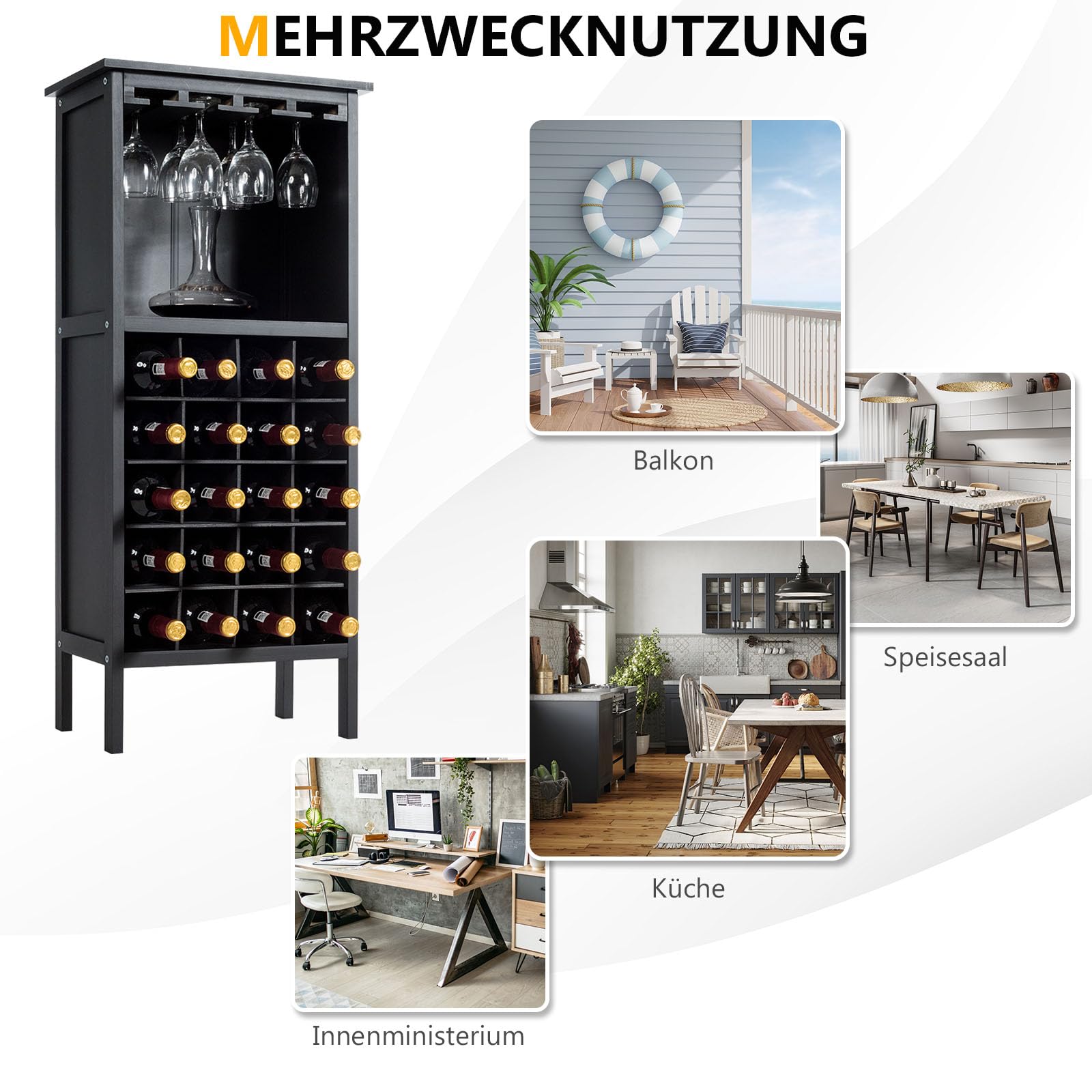 Casier À Boutelles Stylé 4 Rangées De Porte-Verres Emplacements Pour 16