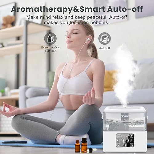 Miniatura 7 de Humidificadores para dormitorio, humidificador de llenado superior de 6 L, humidificador de niebla fría y cálida para el hogar, bebé, guardería,