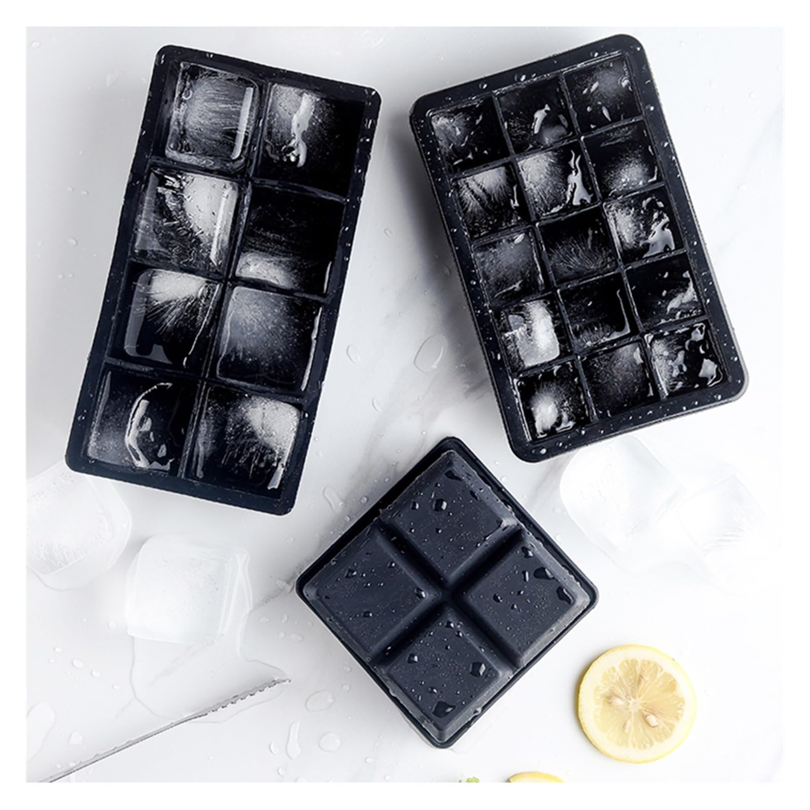 Vassoio per cubetti di Ghiaccio Vassoio per Ghiaccio Grande in Silicone Stampo per Vassoio Quadrato per Uso Alimentare Grande Stampo Fai-da-Te Bar Pub Wine Ice Blocks Maker Model (Color : 6 Grids)