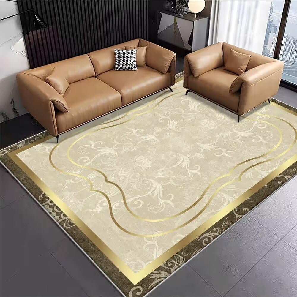 Tapis de salon en velours cristal de luxe antidérapant avec design hétéroclite 140x200 cm