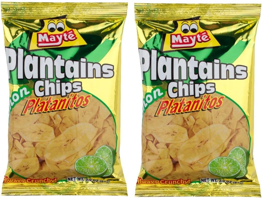 MAYTE Platanitos Limon 85 gr. - 2 Pack / Plantains Chips Lemon 3 oz. - 2 Pack.