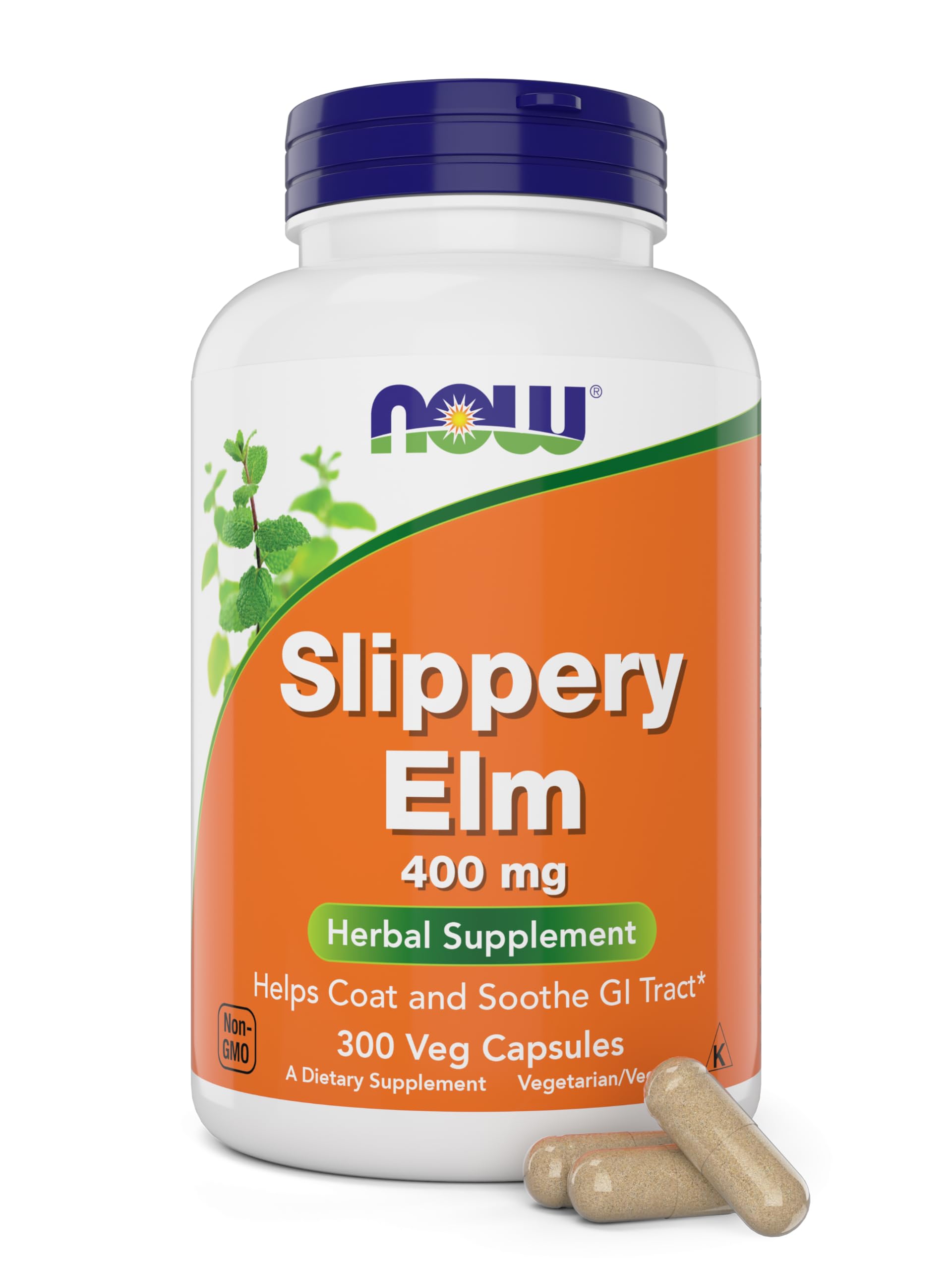 Now Slippery Elm 400 mg, 300 Vegetarian Capsules
