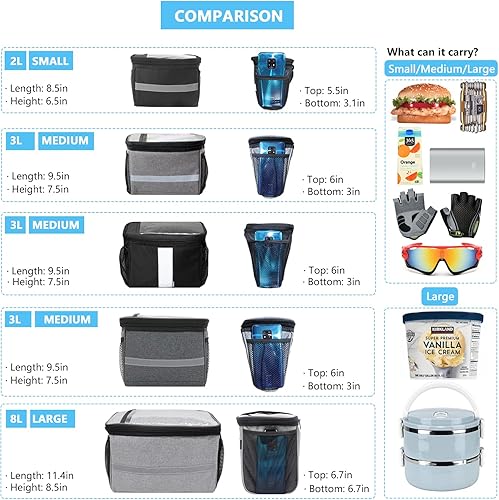 Miniatura 6 de Bolso para manubrio de bicicleta, con bolsillo de malla, aislamiento frío y caliente, correa reflectante, bolsa transparente táctil para teléfono,