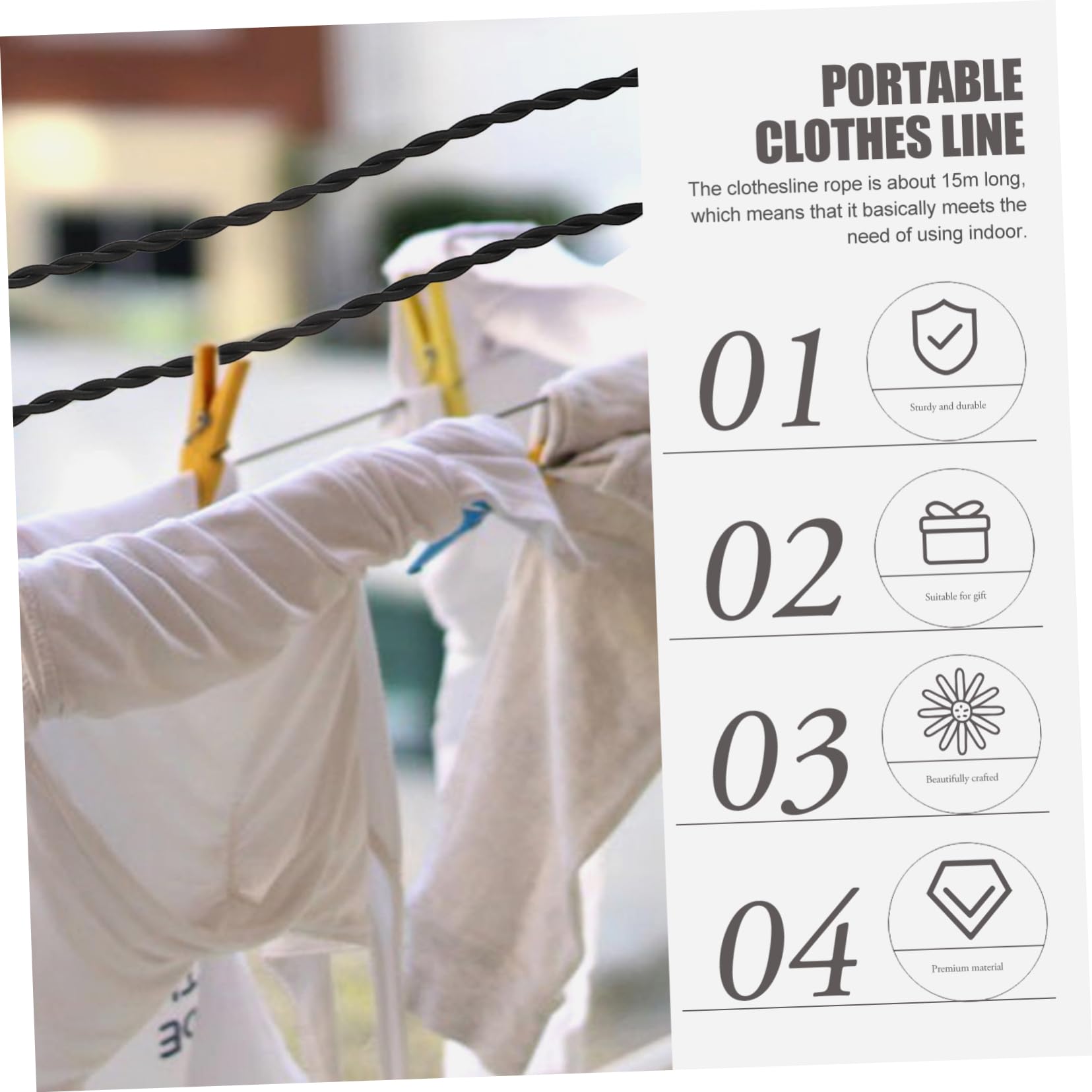 PRETYZOOM 5 Piezas Tendedero Línea De Secado De Ropa Cuerda para Secar La Ropa a Prueba De Viento Cuerda para Secar para Línea De De Viaje Elástica Black