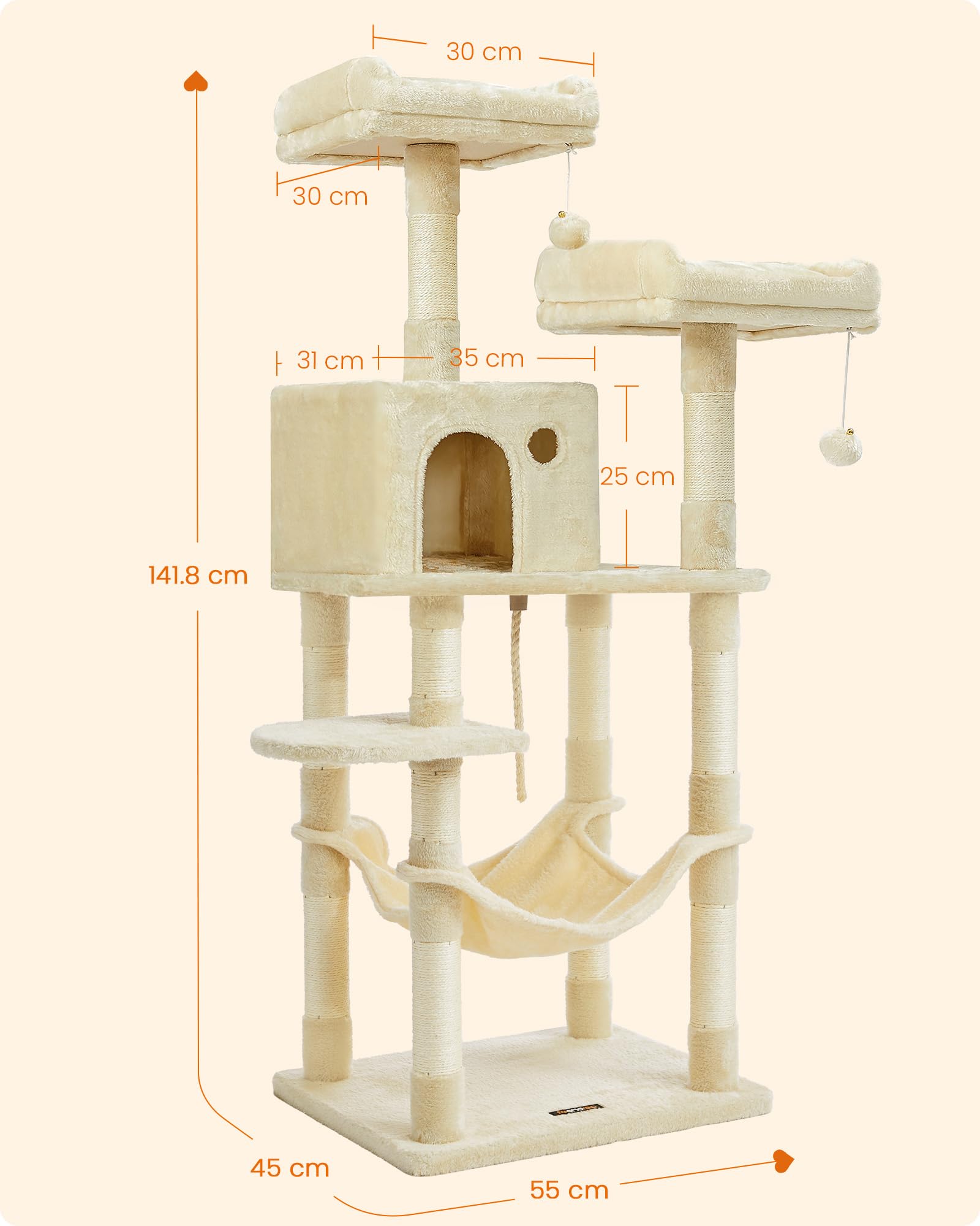 【M2521-94-62】キャットタワー 大型猫用 猫タワー　耐荷重20kg Amazon | FEANDREA キャットタワー 大型猫 据え置き 猫タワー 多頭飼い