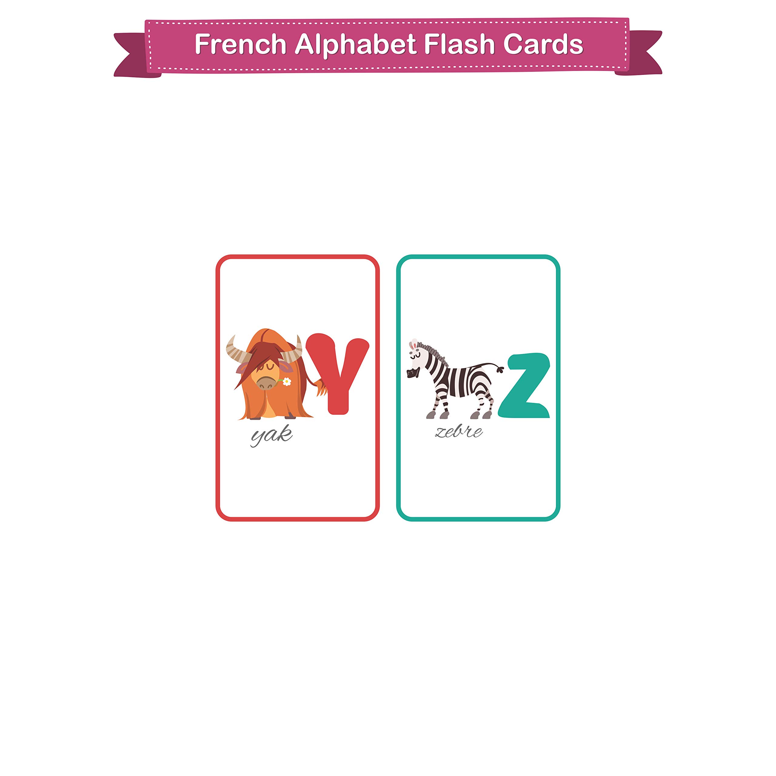 KIDSVILLE French Alphabets, Cursive Alphabets, Action Verbs, Country Cards, Waterproof Flash Cards (3.5 inch x 5.5 inch, Multicolored) (French Alphabets) 2