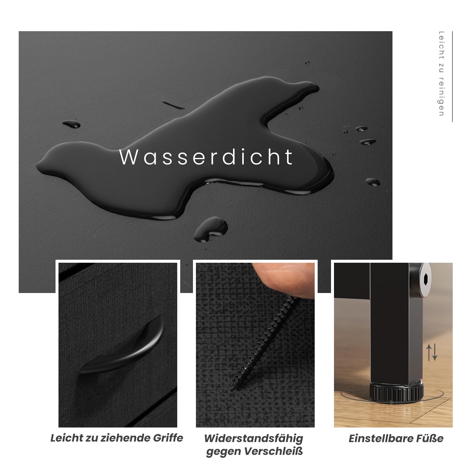 Sweetcrispy Commode avec tiroirs en Tissu - Buffet avec 9 tiroirs en Tissu - Meuble d'organisation pour Cuisine, Bureau, Couloir - Meuble TV avec tiroirs - Noir